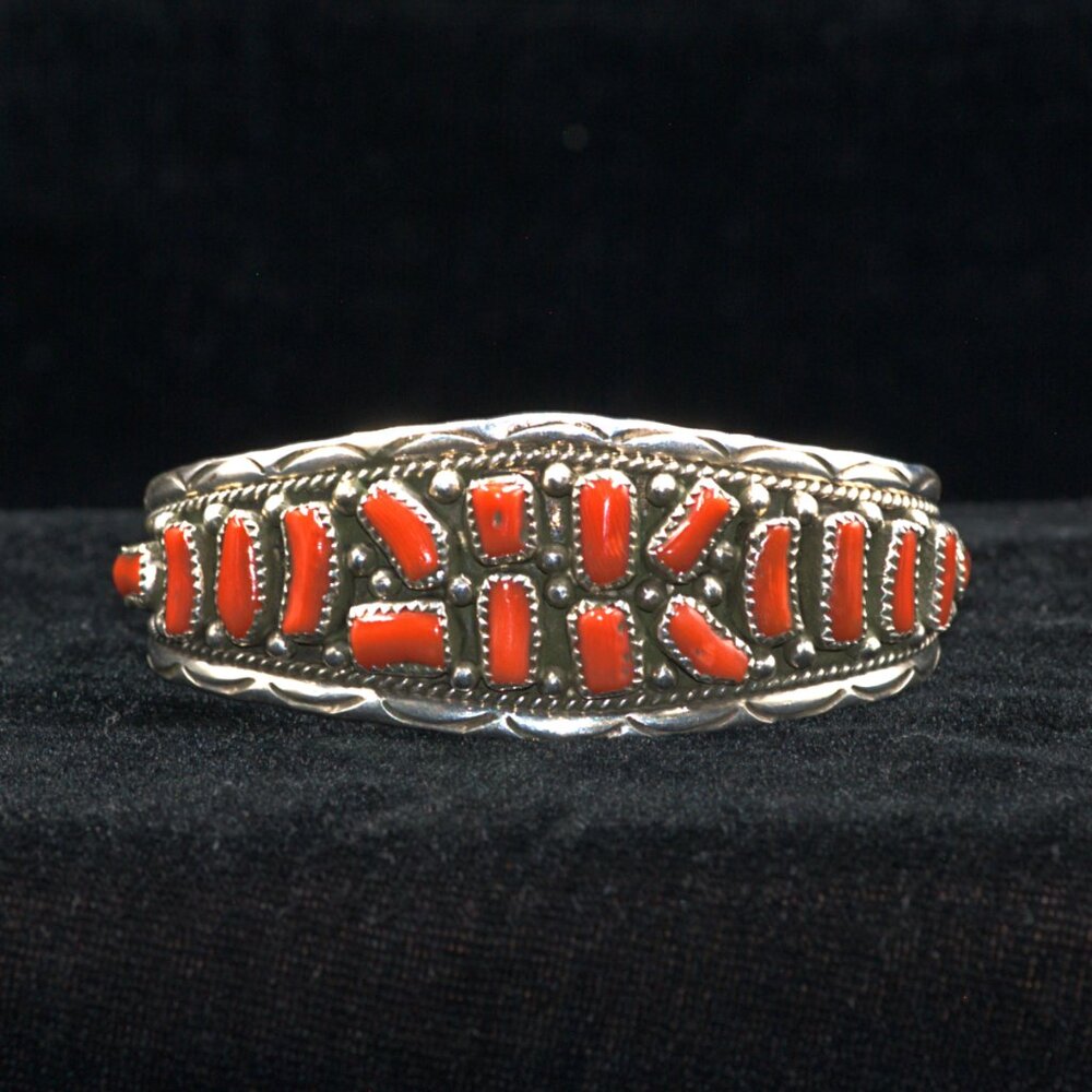 Red Coral & Sterling Silver Cuff - Anita Whitegoat